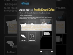 Ενίσχυρη απόδοση με το Macas Commercial Πλήρως αυτόματο φρέσκο σχισμένο ντουλάπι Ηλεκτρική τροφοδοσία μηχανής καφέ AC230V